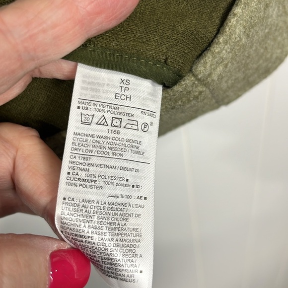 Old Navy Womens Jacket XS Satin Moss Boxy Sherpa Collar Brushed Button Up New - Picture 9 of 14